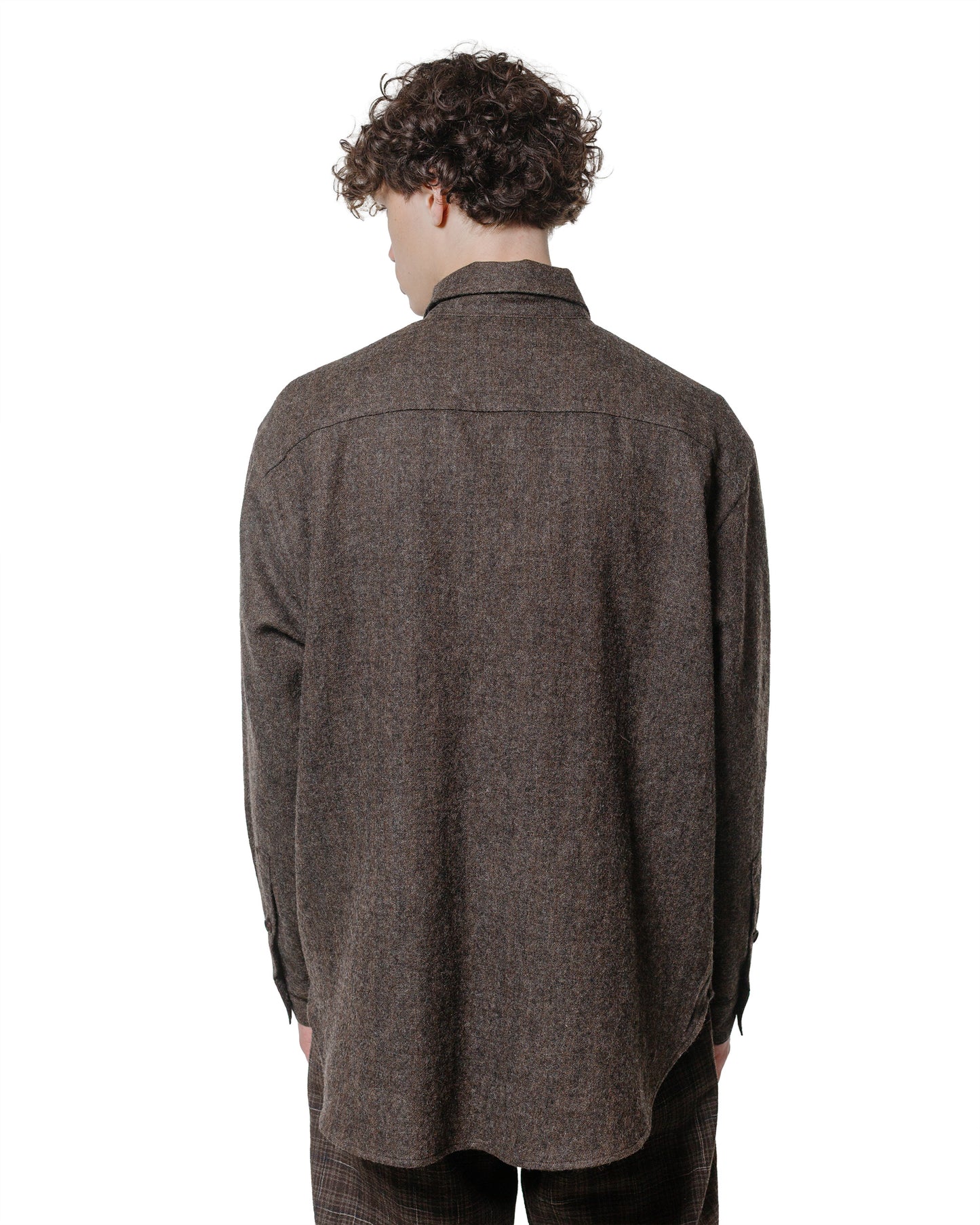 lost & found evan kinori evan kinori Big Shirt Two Undyed Wool Herringbone Dark Brown
