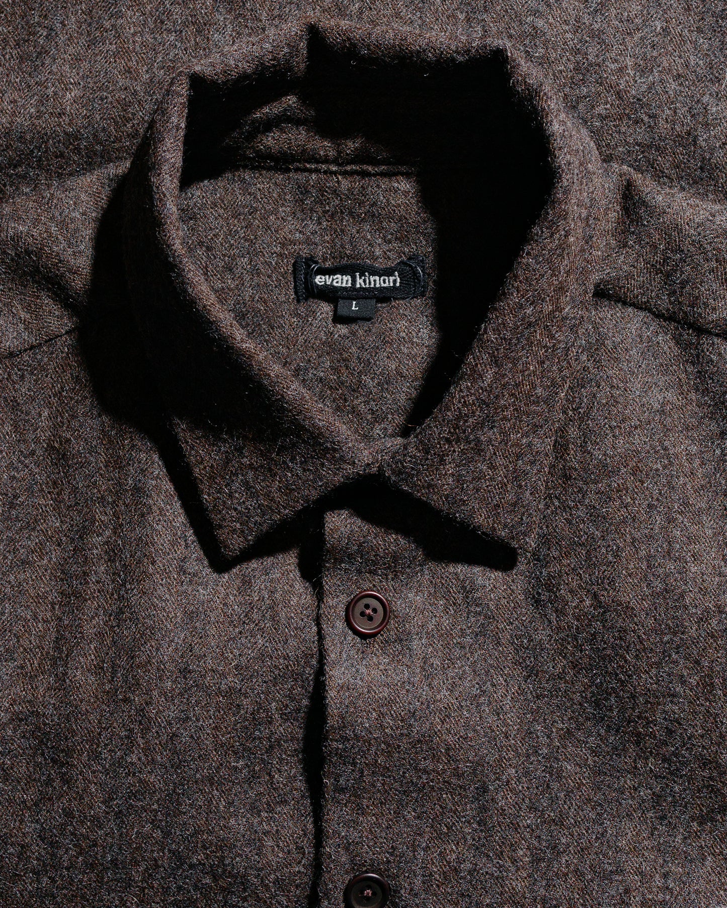 lost & found evan kinori evan kinori Big Shirt Two Undyed Wool Herringbone Dark Brown