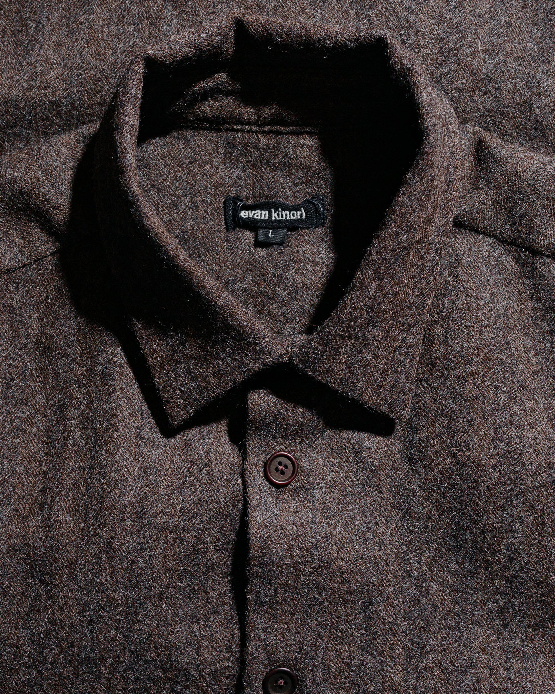 lost & found evan kinori evan kinori Big Shirt Two Undyed Wool Herringbone Dark Brown