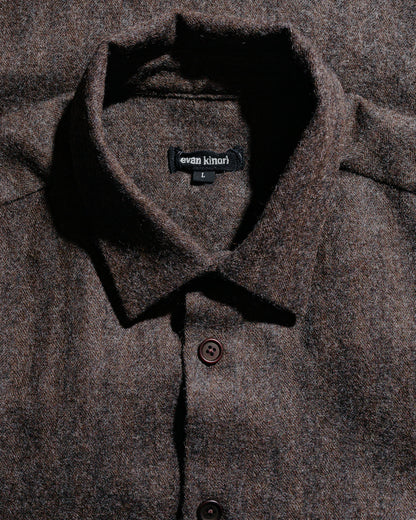 lost & found evan kinori evan kinori Big Shirt Two Undyed Wool Herringbone Dark Brown