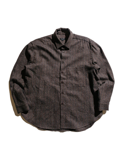 lost & found evan kinori evan kinori Big Shirt Two Undyed Wool Herringbone Dark Brown