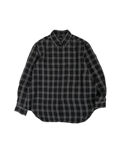 lost & found evan kinori evan kinori Big Shirt Two Yarn Dye Linen Check Charcoal/Brown/Black