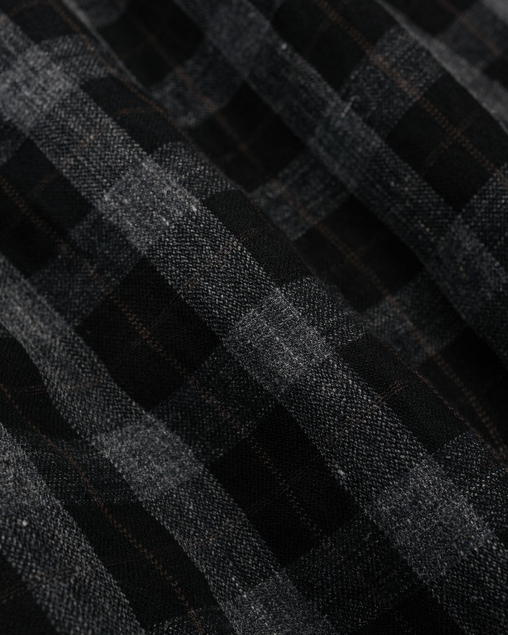lost & found evan kinori evan kinori Big Shirt Two Yarn Dye Linen Check Charcoal/Brown/Black
