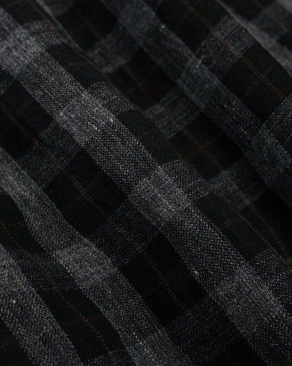 lost & found evan kinori evan kinori Big Shirt Two Yarn Dye Linen Check Charcoal/Brown/Black