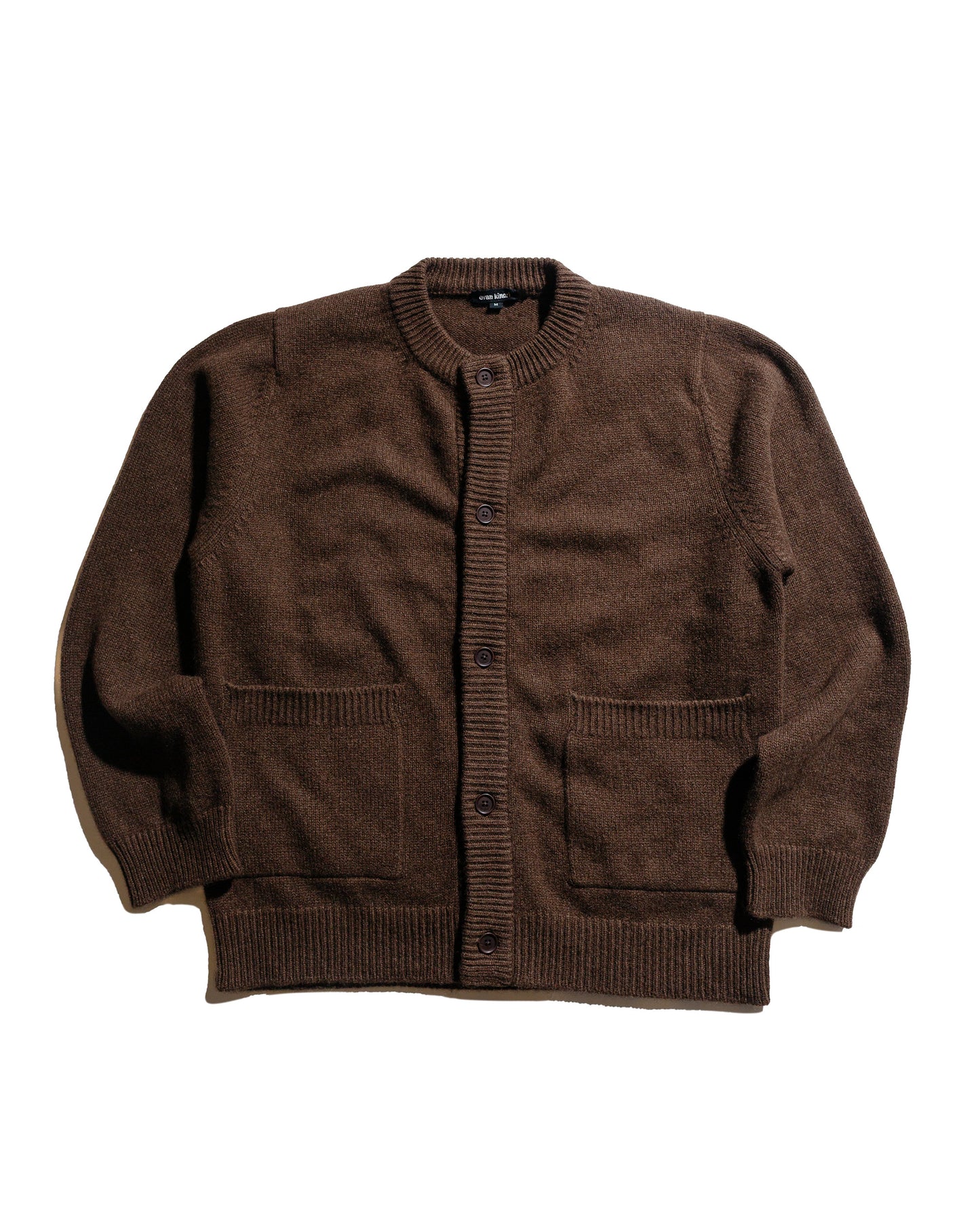 lost & found evan kinori evan kinori Crewneck Cardigan Undyed Yak Wool Dark Brown