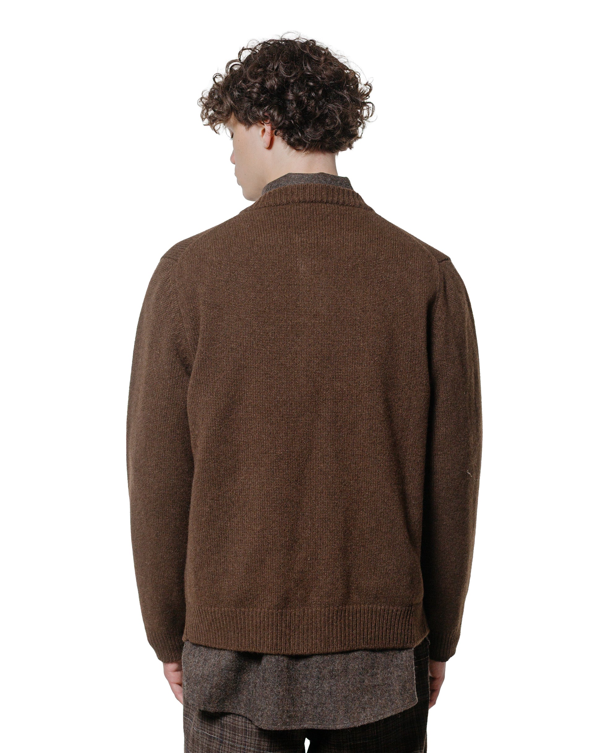 lost & found evan kinori evan kinori Crewneck Cardigan Undyed Yak Wool Dark Brown