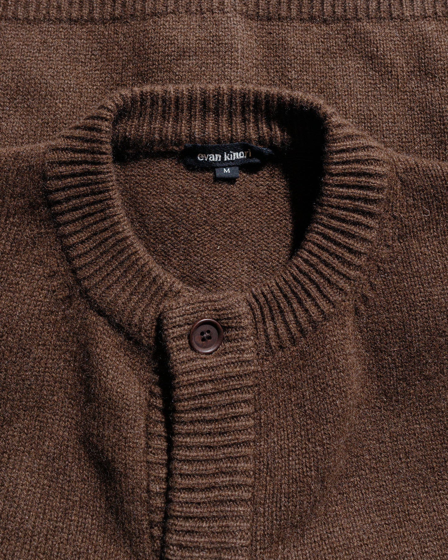 lost & found evan kinori evan kinori Crewneck Cardigan Undyed Yak Wool Dark Brown