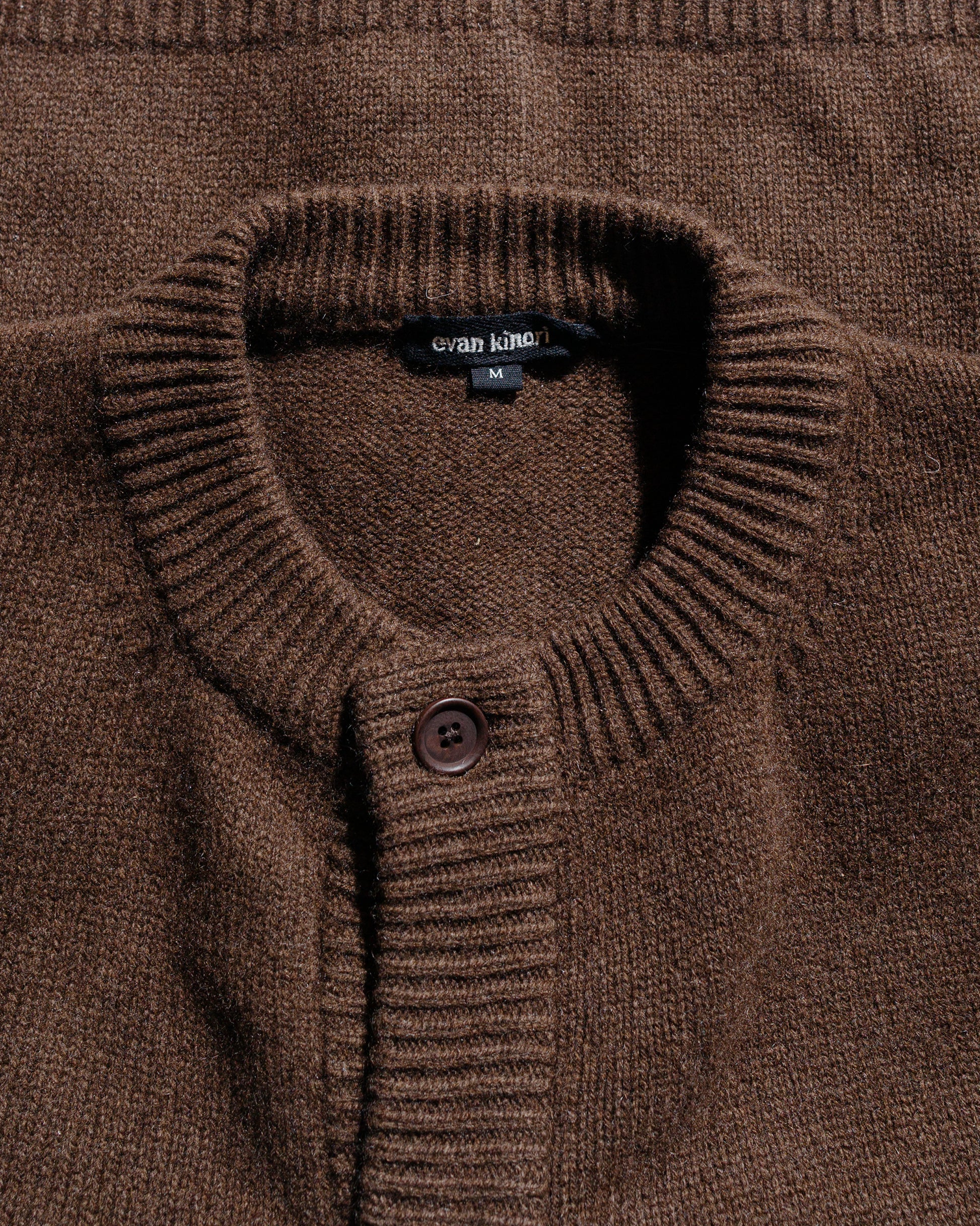 lost & found evan kinori evan kinori Crewneck Cardigan Undyed Yak Wool Dark Brown