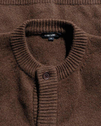 lost & found evan kinori evan kinori Crewneck Cardigan Undyed Yak Wool Dark Brown