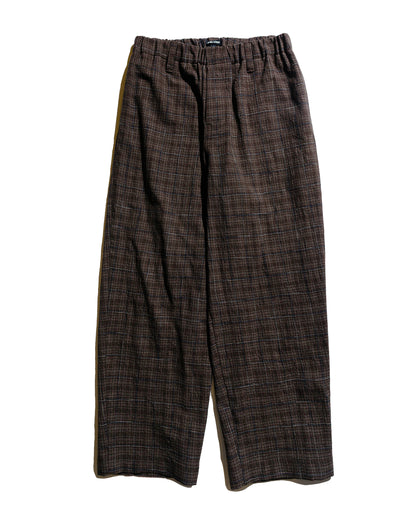 lost & found evan kinori evan kinori Elastic Pant Kasuri Wool Check Brown/Beige/Navy