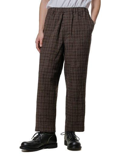 lost & found evan kinori evan kinori Elastic Pant Kasuri Wool Check Brown/Beige/Navy