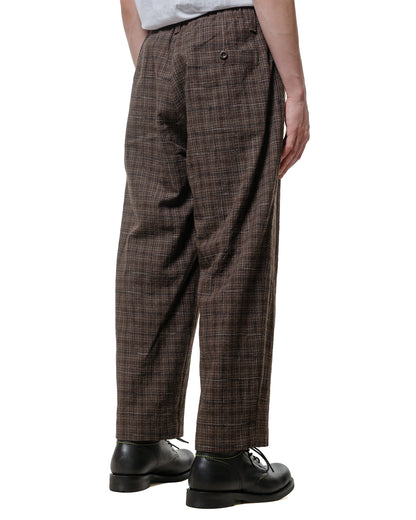 lost & found evan kinori evan kinori Elastic Pant Kasuri Wool Check Brown/Beige/Navy
