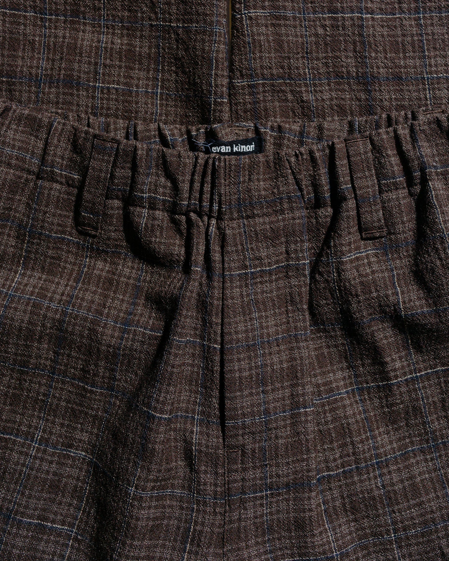 lost & found evan kinori evan kinori Elastic Pant Kasuri Wool Check Brown/Beige/Navy