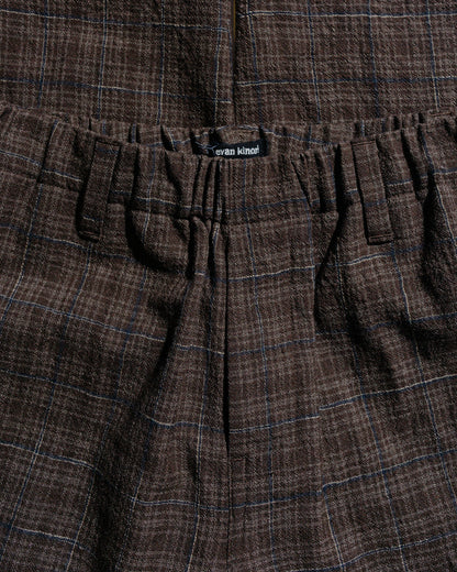 lost & found evan kinori evan kinori Elastic Pant Kasuri Wool Check Brown/Beige/Navy