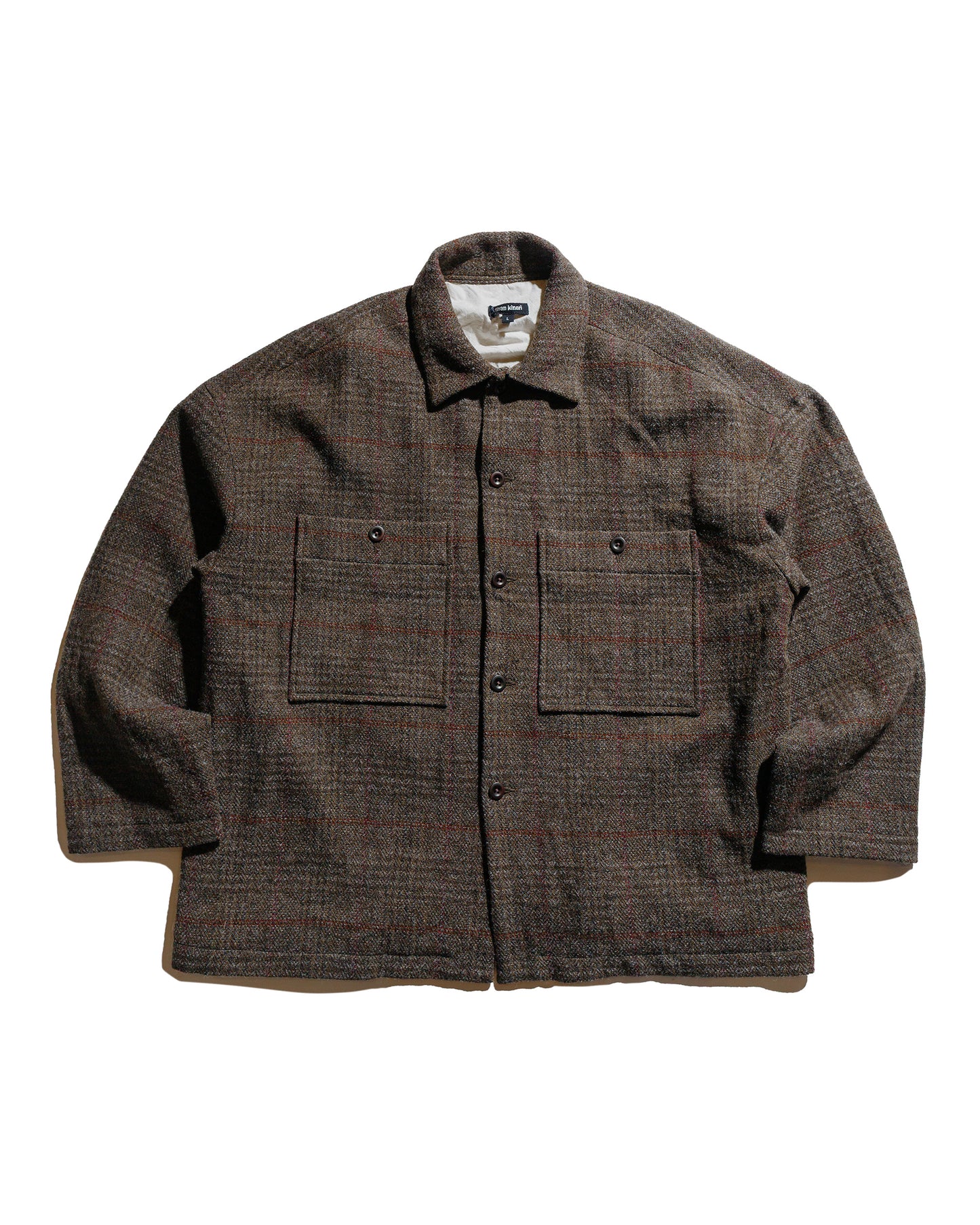 lost & found evan kinori evan kinori Field Shirt Two Wool Herringbone Check Dark Olive/Charcoal