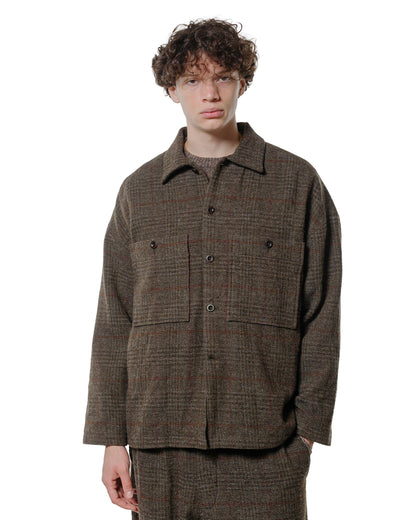 lost & found evan kinori evan kinori Field Shirt Two Wool Herringbone Check Dark Olive/Charcoal