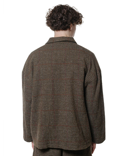 lost & found evan kinori evan kinori Field Shirt Two Wool Herringbone Check Dark Olive/Charcoal