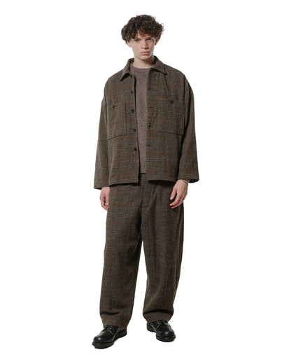 lost & found evan kinori evan kinori Field Shirt Two Wool Herringbone Check Dark Olive/Charcoal