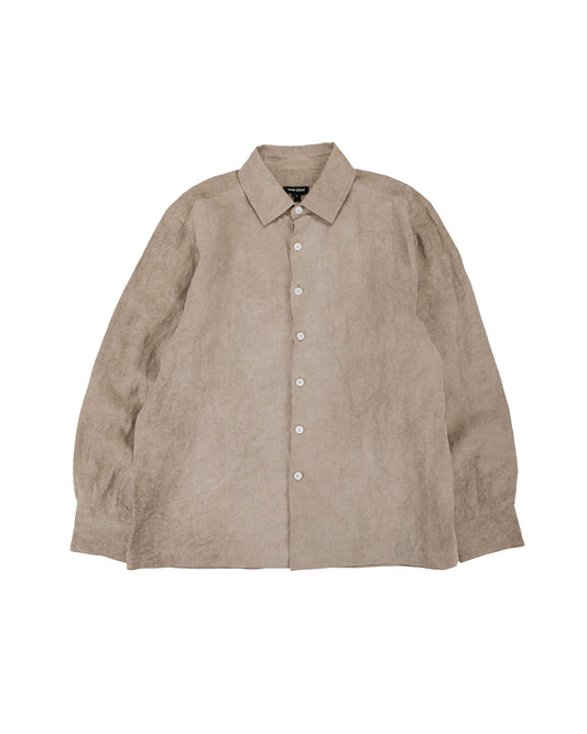 lost & found evan kinori evan kinori Flat Hem Shirt Cold Dyed Hemp Dark Beige
