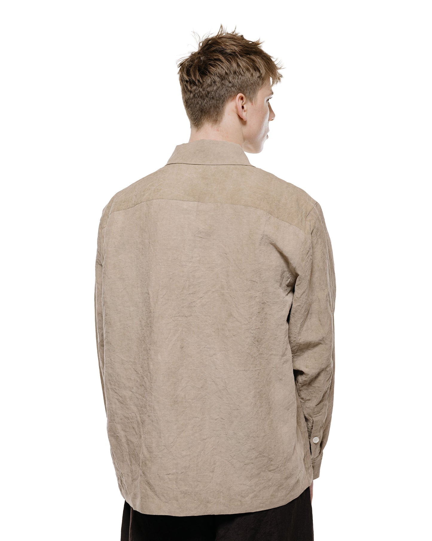 lost & found evan kinori evan kinori Flat Hem Shirt Cold Dyed Hemp Dark Beige