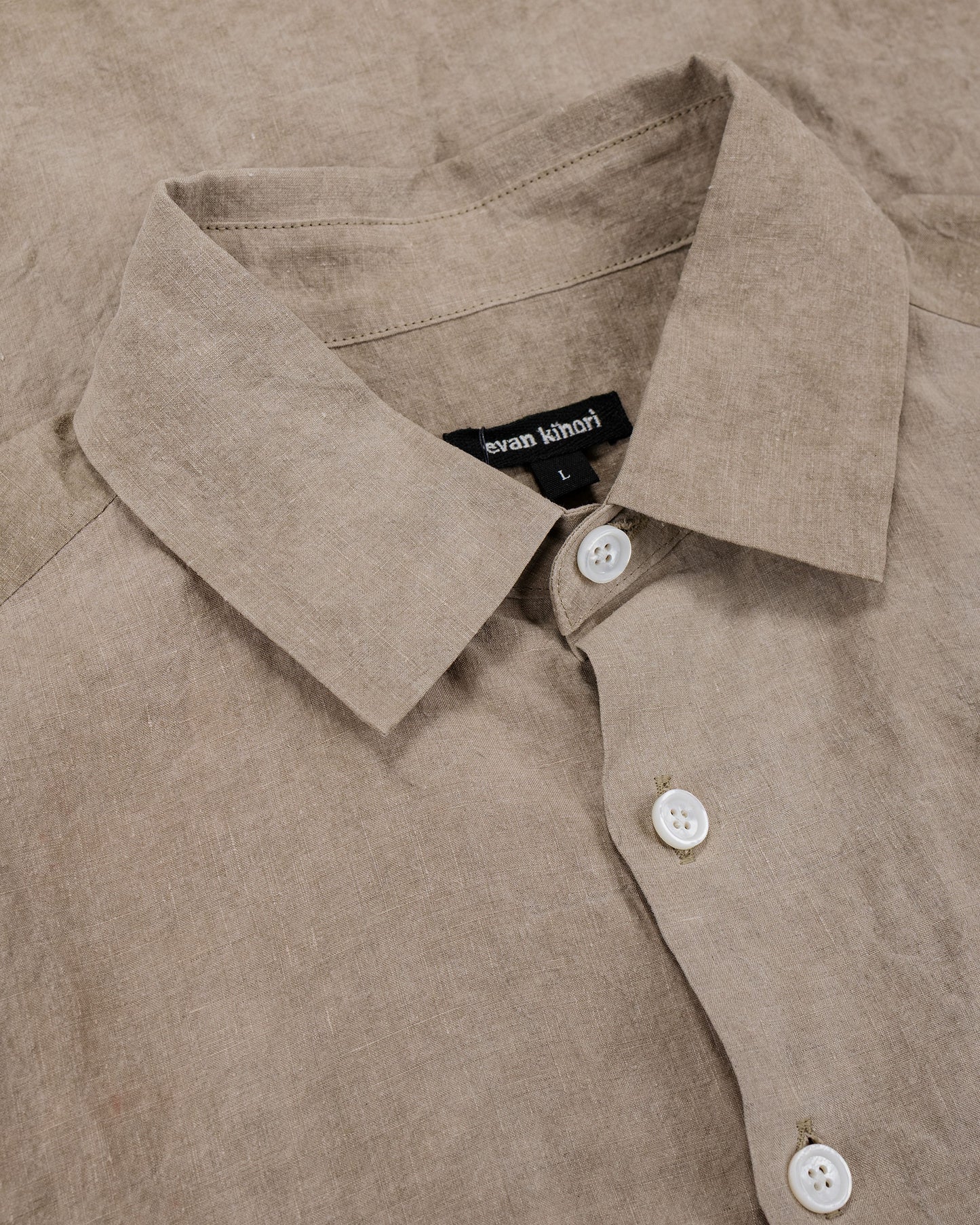 lost & found evan kinori evan kinori Flat Hem Shirt Cold Dyed Hemp Dark Beige