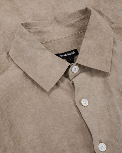 lost & found evan kinori evan kinori Flat Hem Shirt Cold Dyed Hemp Dark Beige