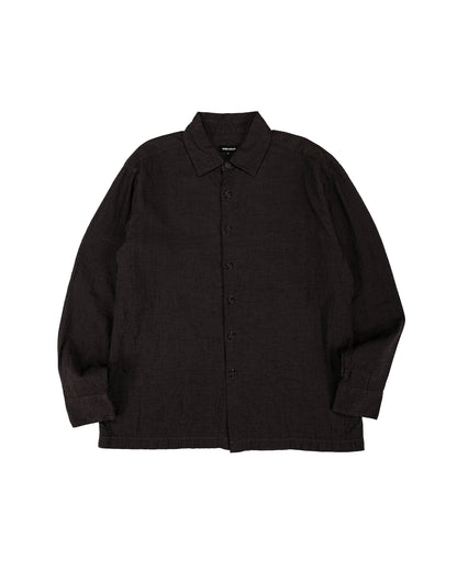 lost & found evan kinori evan kinori Flat Hem Shirt Linen/Cotton Summercloth Brown/Navy