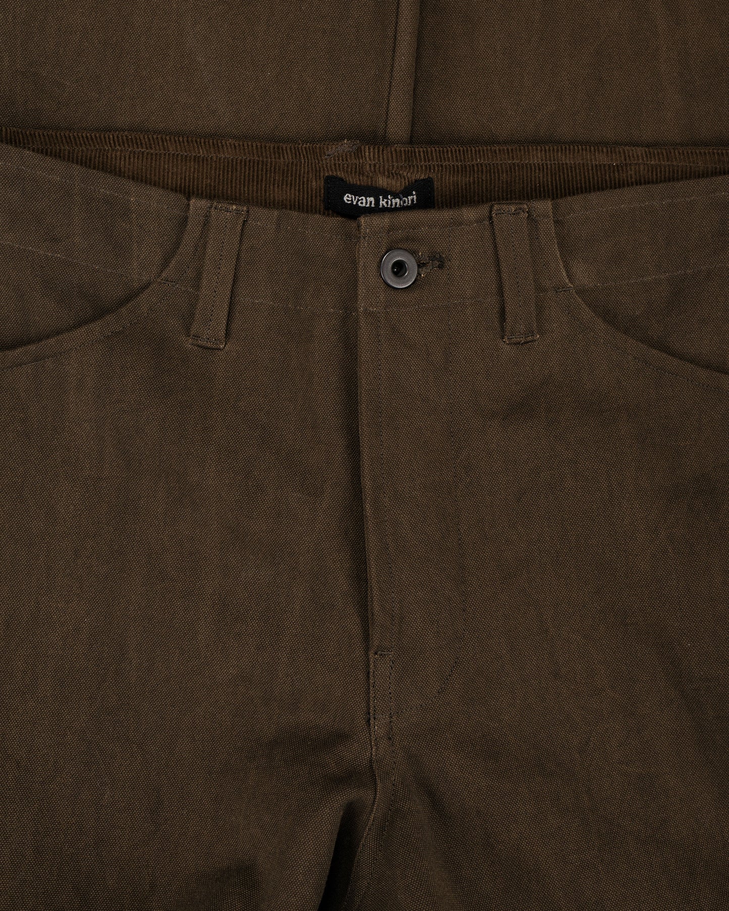 lost & found evan kinori evan kinori Four Pocket Pant Cotton/Washi Canvas Dark Olive Sumi Ink Dye