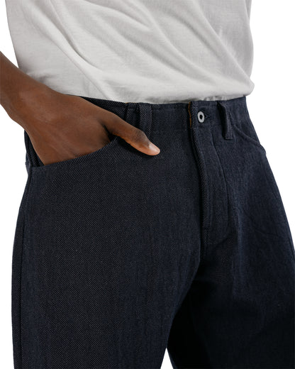 evan kinori Four Pocket Pant Yarn Dyed Cotton Twill Navy/Grey