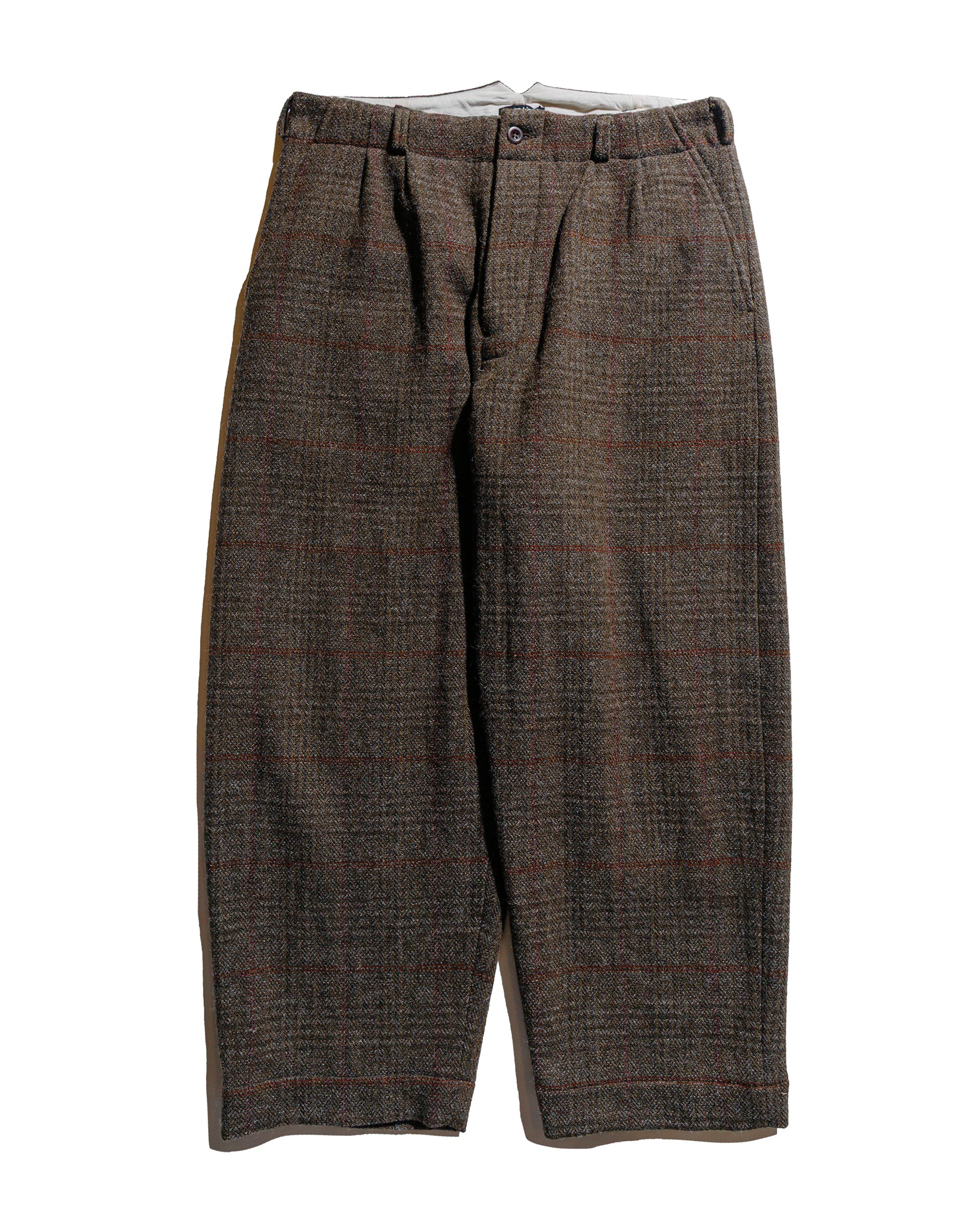 lost & found evan kinori evan kinori Two Pleat Pant Wool Herringbone Check Dark Olive/Charcoal