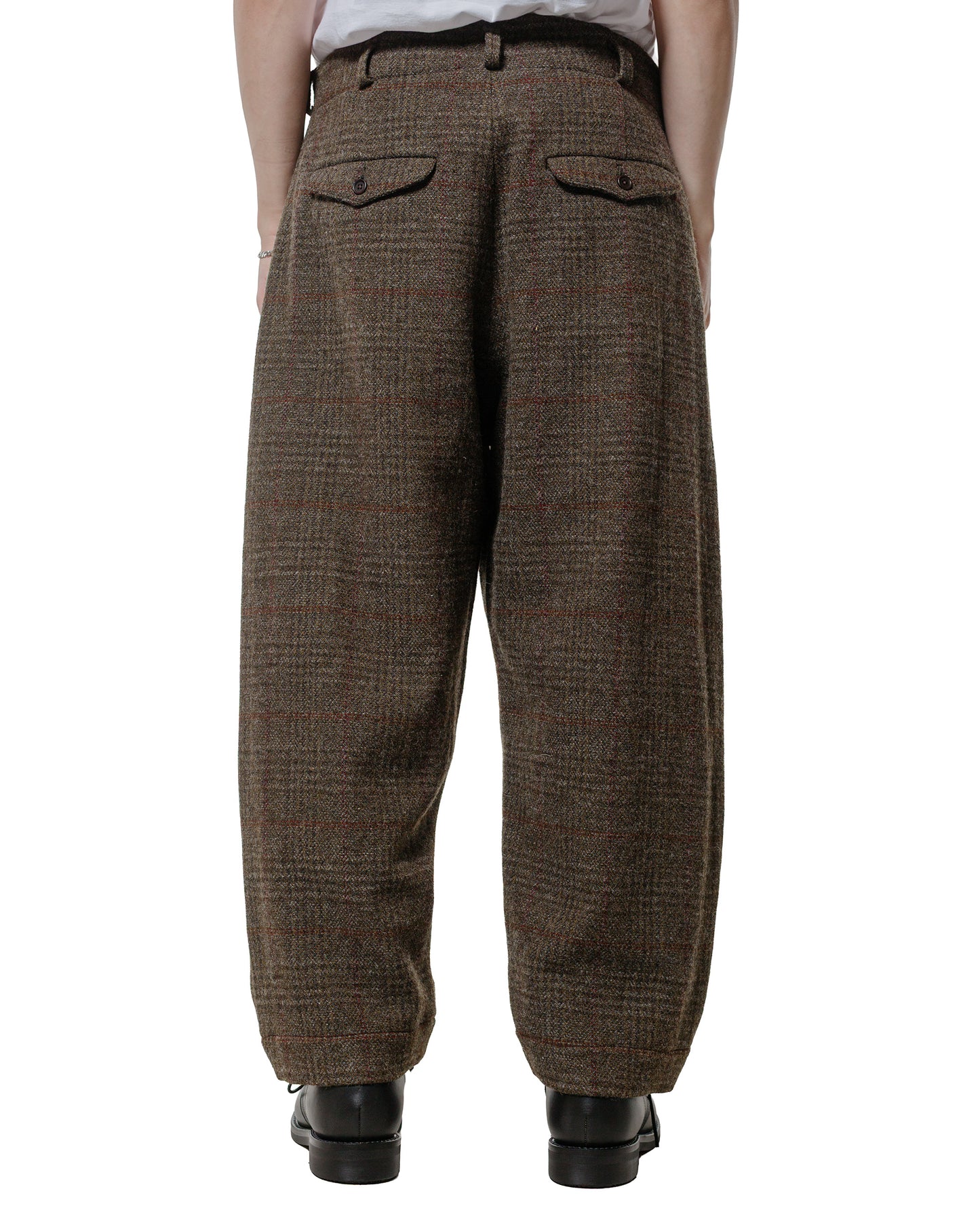 lost & found evan kinori evan kinori Two Pleat Pant Wool Herringbone Check Dark Olive/Charcoal