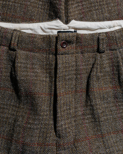lost & found evan kinori evan kinori Two Pleat Pant Wool Herringbone Check Dark Olive/Charcoal