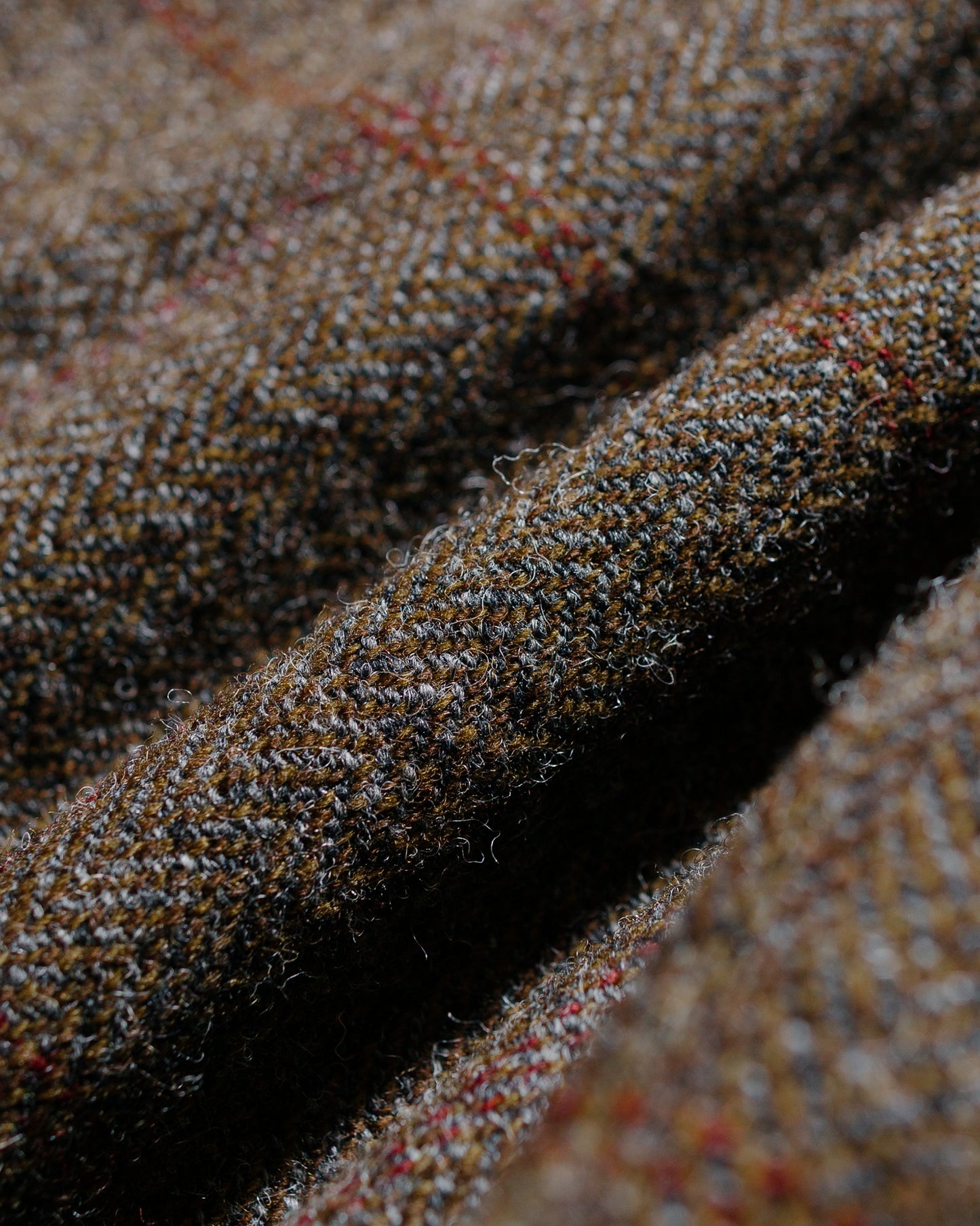 lost & found evan kinori evan kinori Two Pleat Pant Wool Herringbone Check Dark Olive/Charcoal