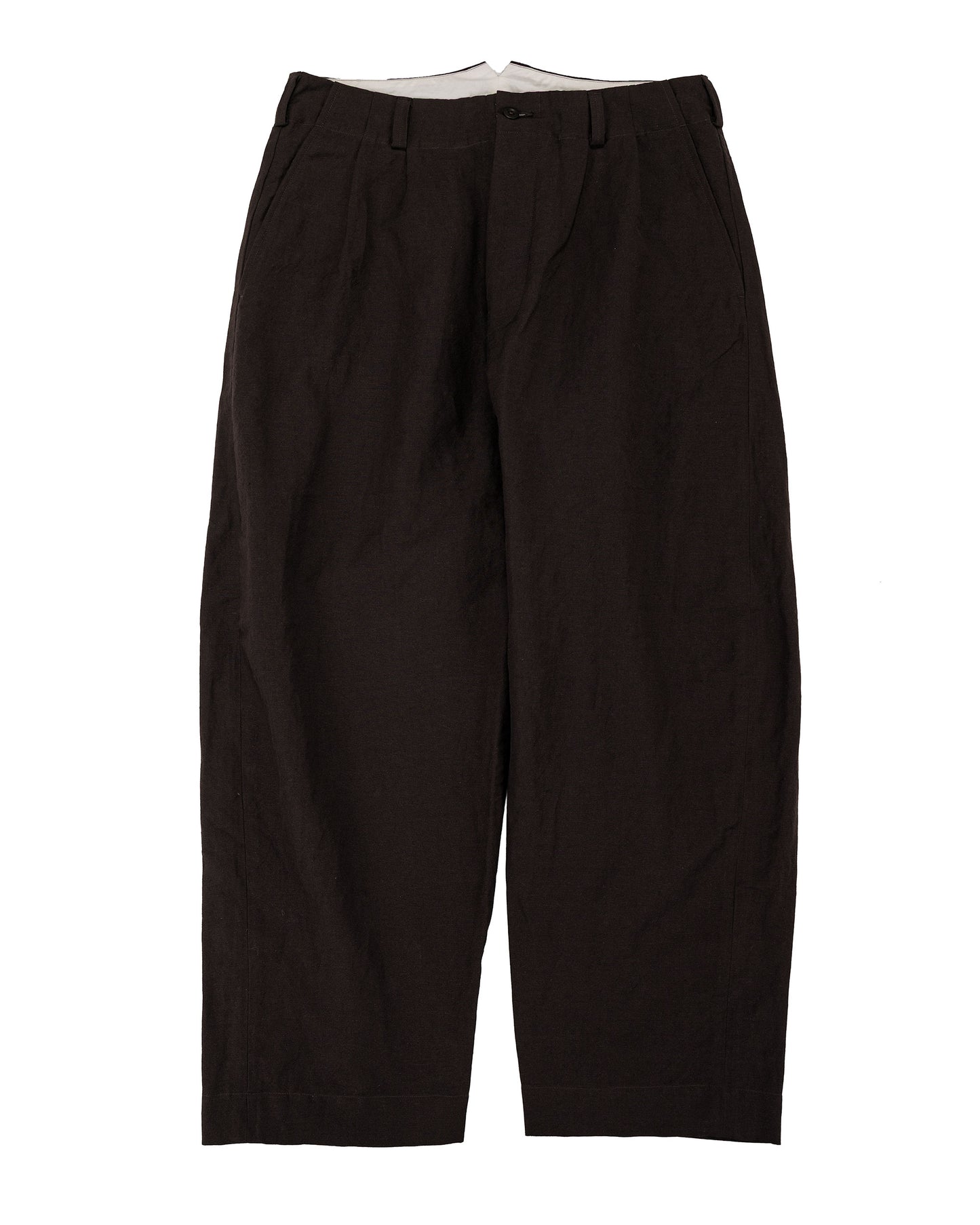 lost & found evan kinori evan kinori Two Pleat Pant Wool Linen Canvas Dark Brown