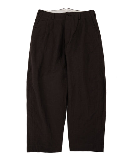 lost & found evan kinori evan kinori Two Pleat Pant Wool Linen Canvas Dark Brown