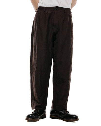 lost & found evan kinori evan kinori Two Pleat Pant Wool Linen Canvas Dark Brown