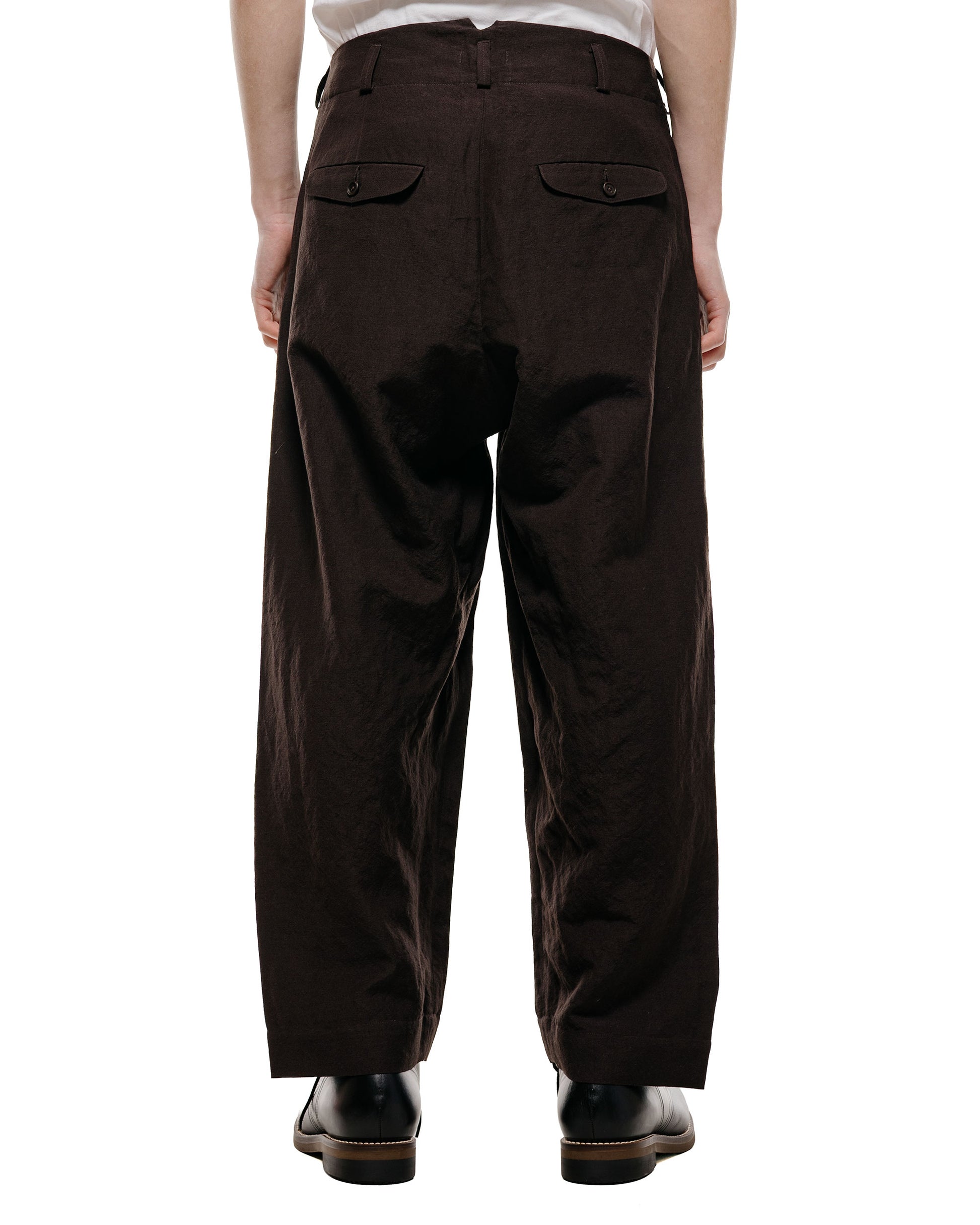 lost & found evan kinori evan kinori Two Pleat Pant Wool Linen Canvas Dark Brown
