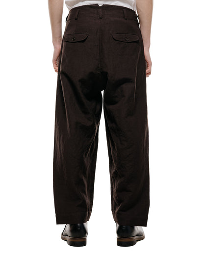lost & found evan kinori evan kinori Two Pleat Pant Wool Linen Canvas Dark Brown
