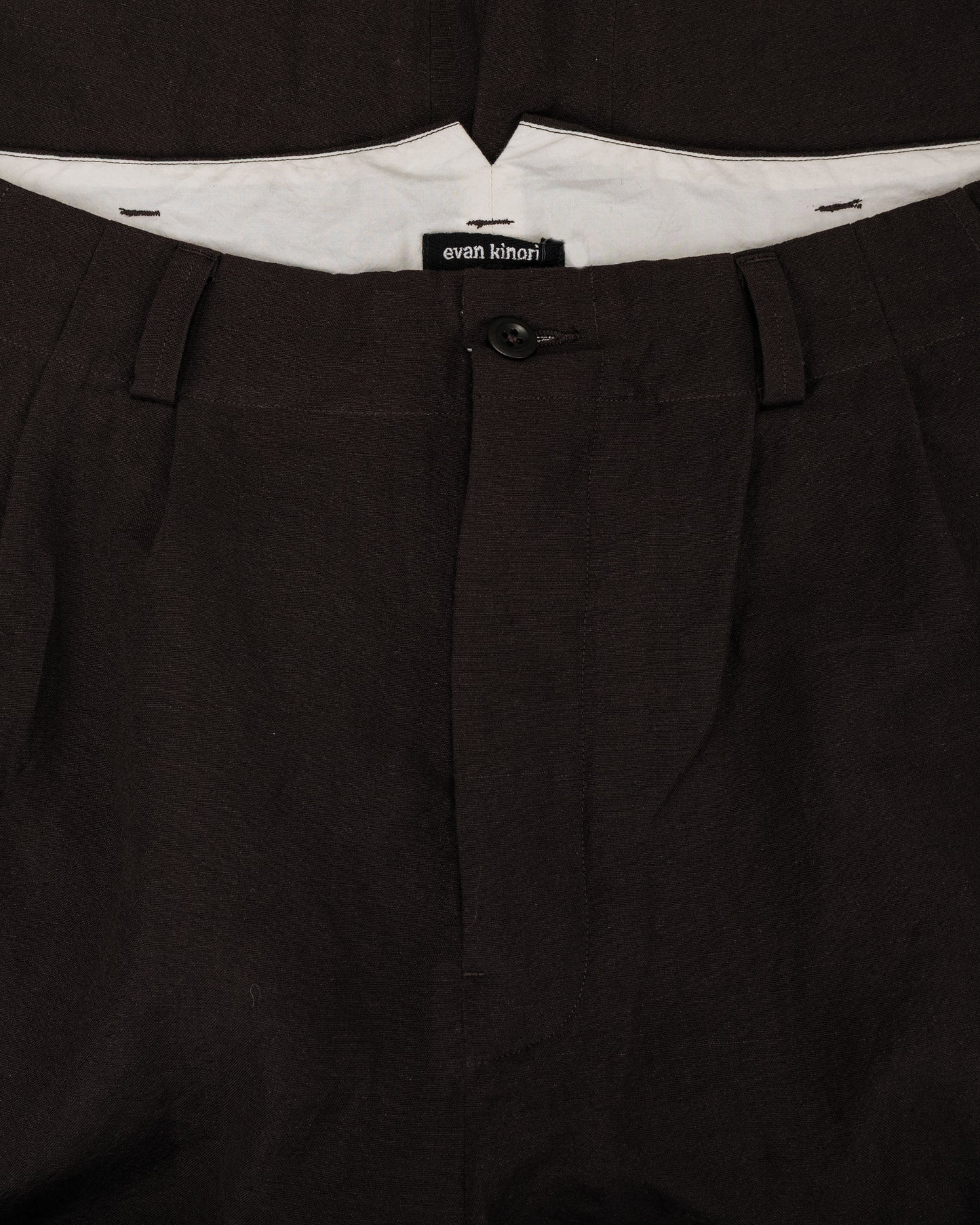 lost & found evan kinori evan kinori Two Pleat Pant Wool Linen Canvas Dark Brown