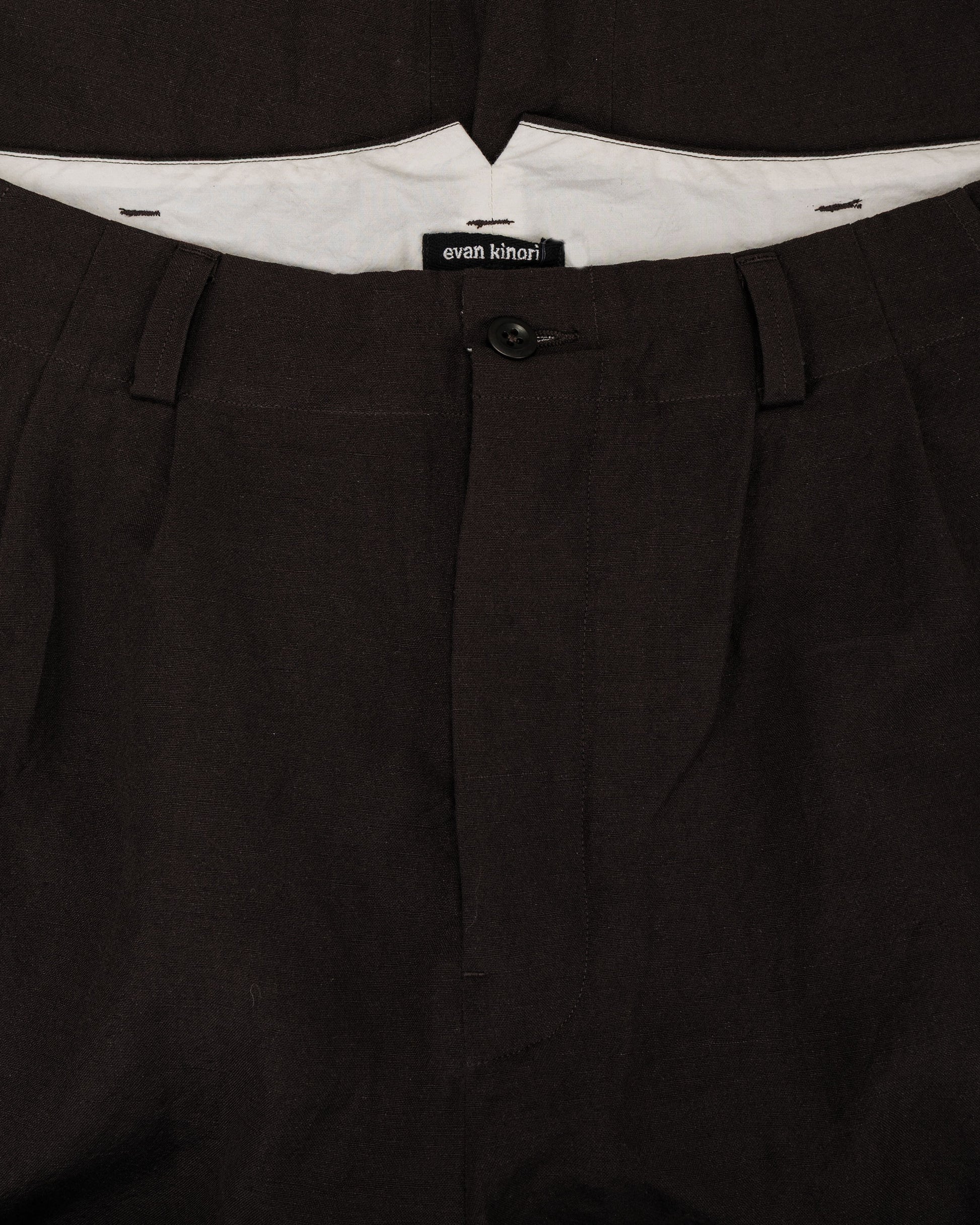 lost & found evan kinori evan kinori Two Pleat Pant Wool Linen Canvas Dark Brown