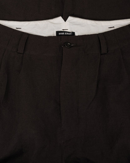 lost & found evan kinori evan kinori Two Pleat Pant Wool Linen Canvas Dark Brown