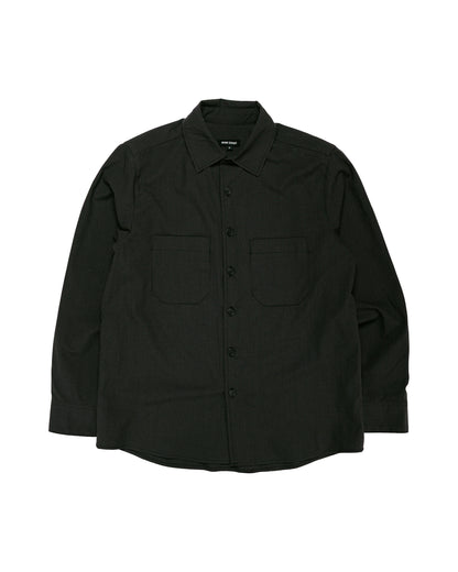 evan kinori Two Pocket Shirt Worsted Wool Check Olive/Black
