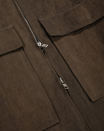 lost & found evan kinori evan kinori Zip Jacket Cotton/Washi Canvas Dark Olive Sumi Ink Dye