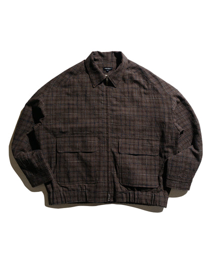 lost & found evan kinori evan kinori Zip Jacket Two Kasuri Wool Check Brown/Beige/Navy