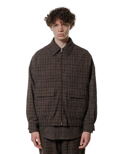 lost & found evan kinori evan kinori Zip Jacket Two Kasuri Wool Check Brown/Beige/Navy