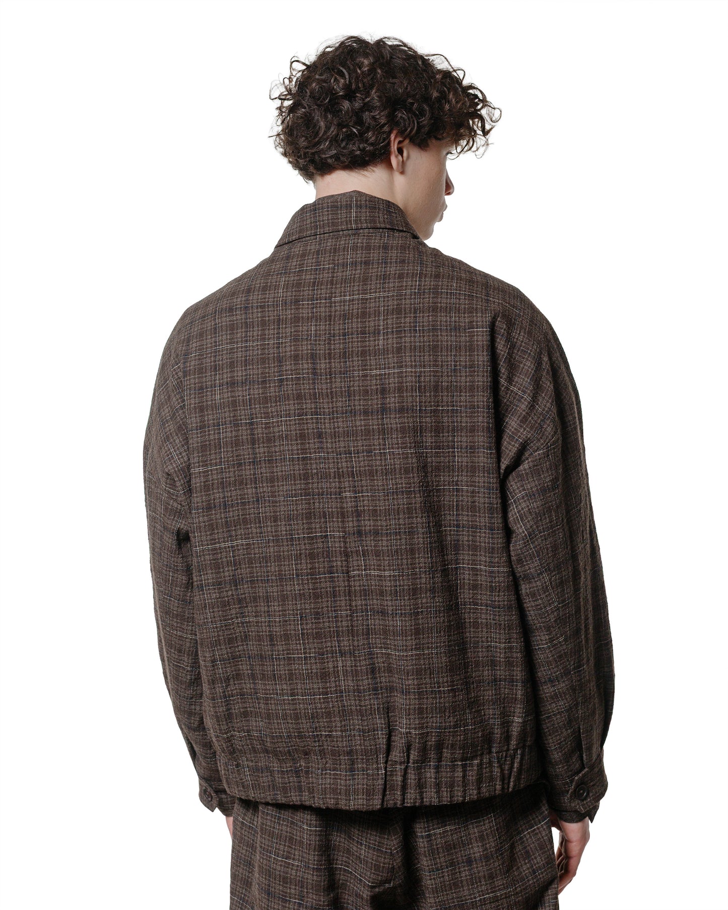 lost & found evan kinori evan kinori Zip Jacket Two Kasuri Wool Check Brown/Beige/Navy