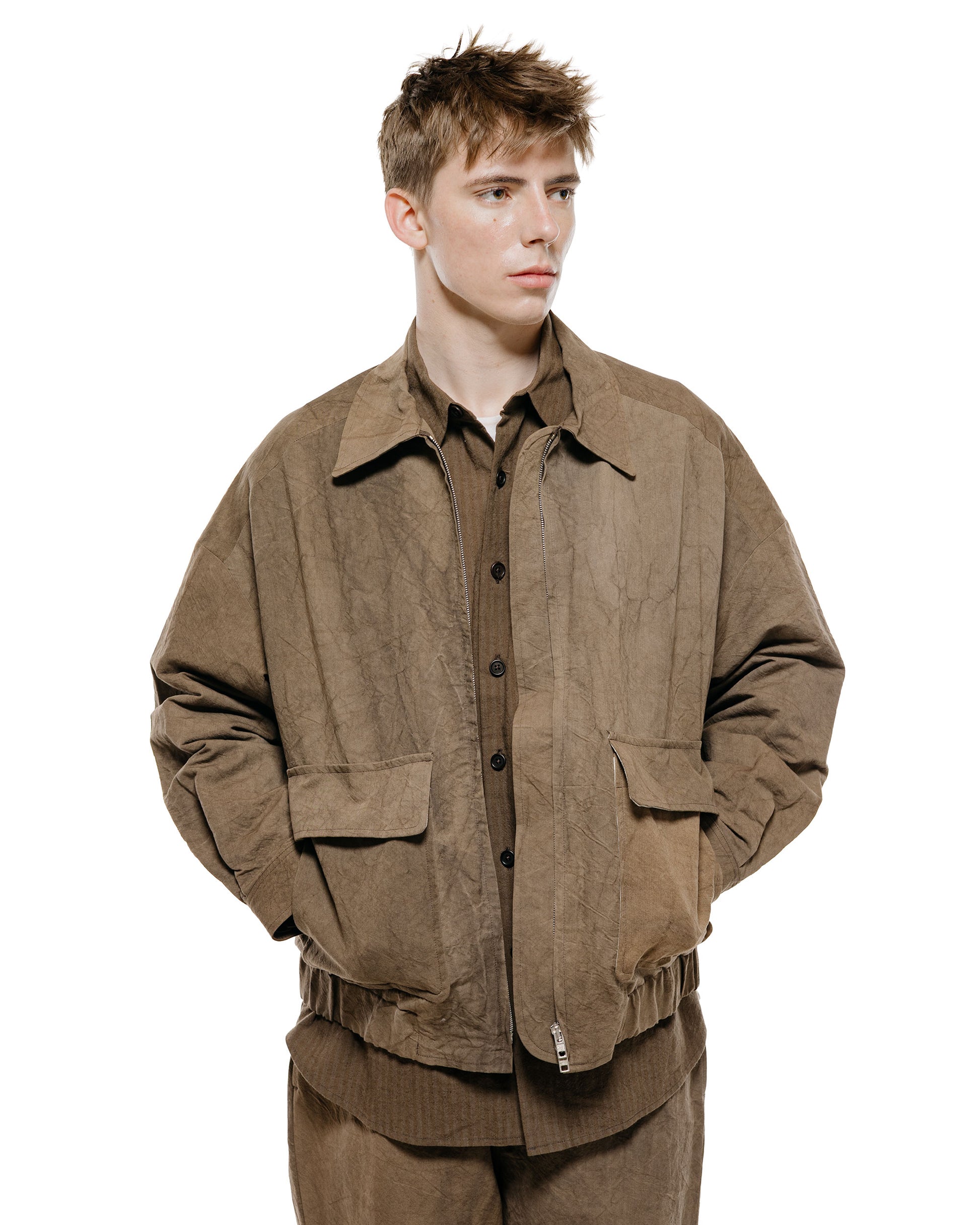 lost & found evan kinori evan kinori Zip Jacket Two Natural Dye Twill Brown Persimmon/Iron Dye