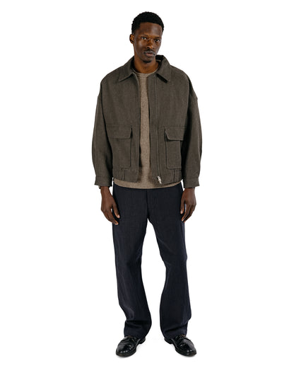 evan kinori Zip Jacket Two Top Dyed Cotton Kersey Olive Heather