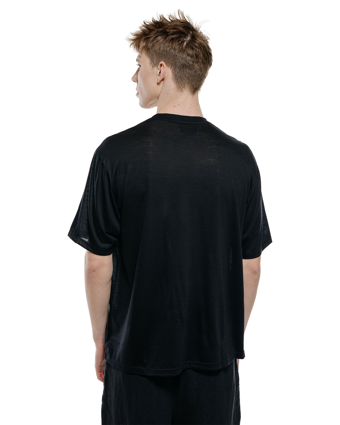 lost & found MARKAWARE marka Crew Neck Tee Super120s Washable Wool Jersey Black