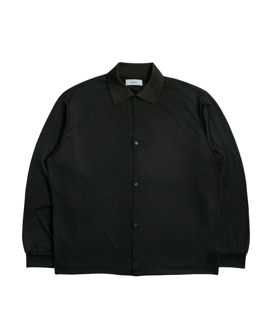 marka Shirt Cardigan Super 100's Washable Wool Jersey Dark Olive